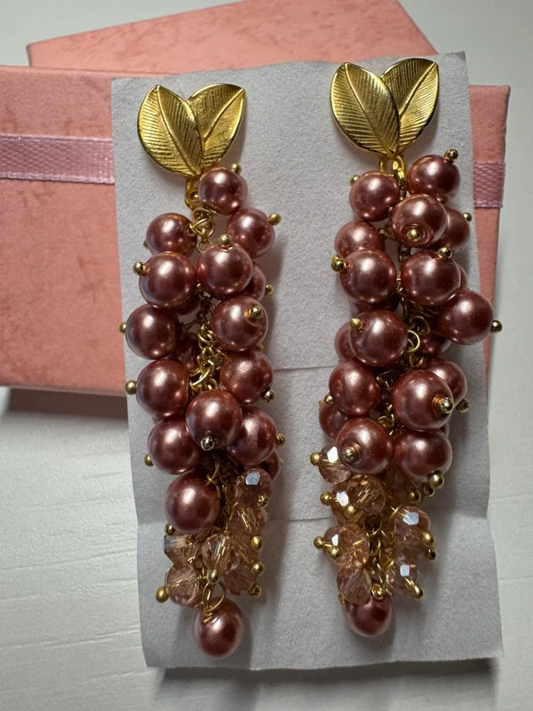 Orecchini Pendenti a Perno in Cristalli e Perle Naturali | Handmade Italia