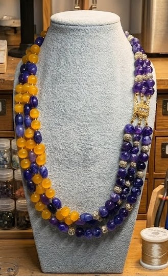 Collana Girocollo Multifilo in Agata, Occhio di Gatto e Cristalli | Handmade Italia