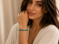 Bracciale Donna Artigianale Handmade | Turchese Grezzo Irregolare e Perline Dorate | Made in Italy