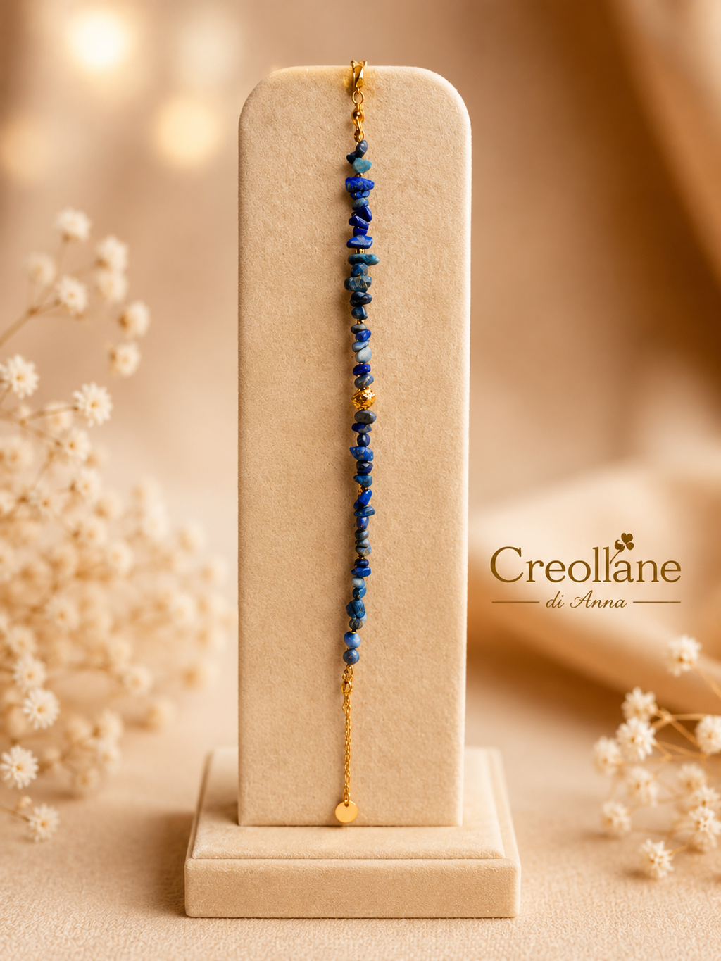 Bracciale Donna Artigianale Handmade | Lapislazzuli Chips Irregolari, Ematite e Cristalli | Made in Italy