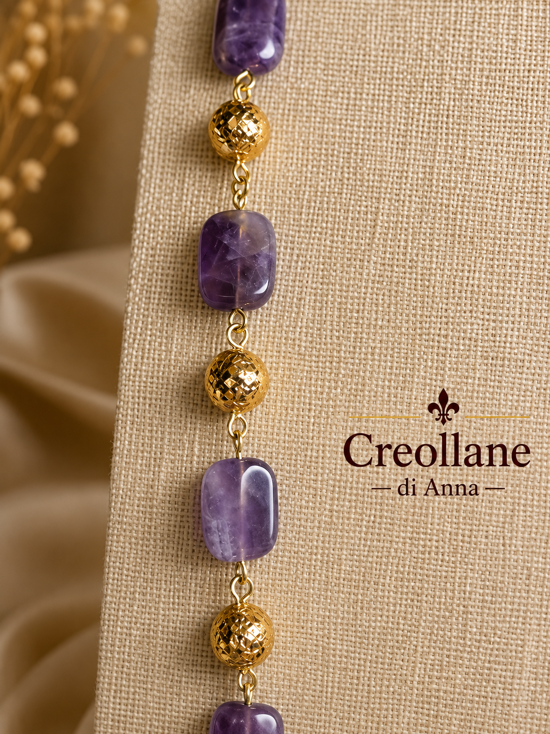 Collana Artigianale Handmade | Ametista e Perle Scaramazza | Made in Italy