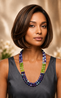 Collana Girocollo Due Fili – Agata Viola, Serpentino Verde e Perle di Maiorca