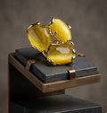 Anello Regolabile in Bronzo Dorato con Occhio di Gatto Giallo | Handmade Italia