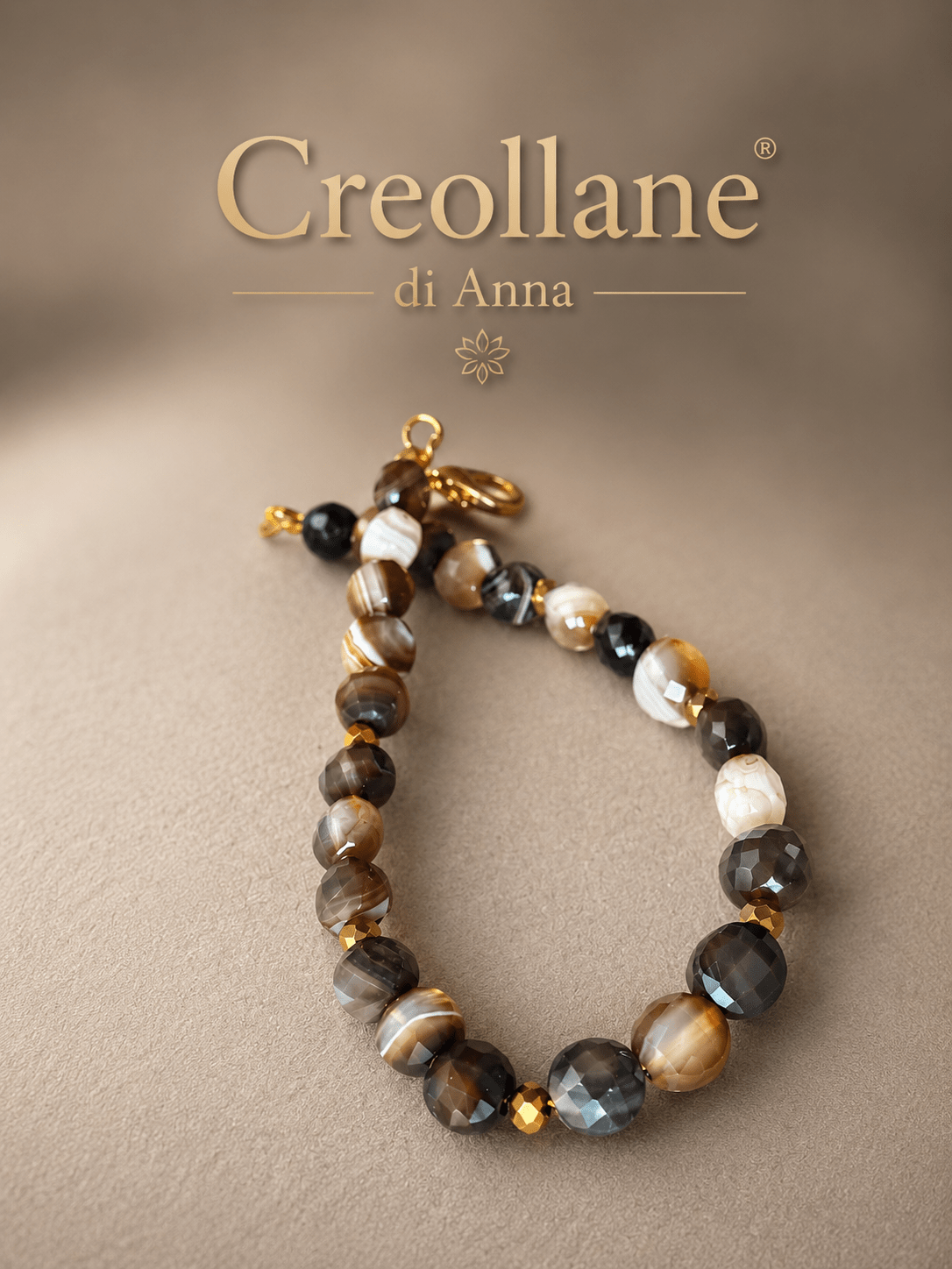 Bracciali Bracciale Uomo Agata Toni Caldi e Ematite Oro Scuro | Handmade Made in Italy - Handmade Made in Italy