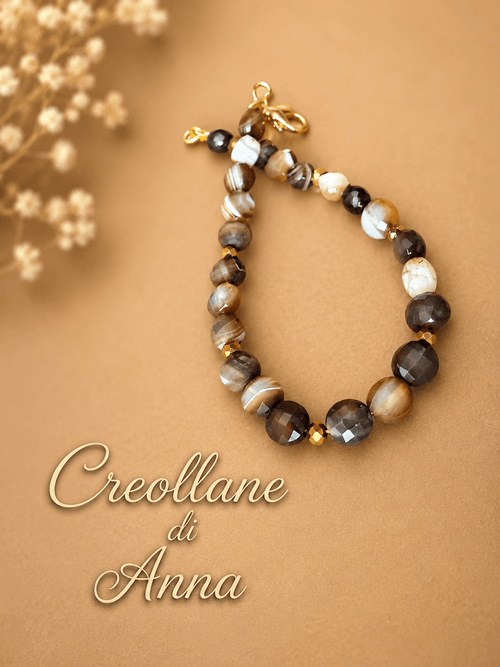 Bracciali Bracciale Uomo Agata Toni Caldi e Ematite Oro Scuro | Handmade Made in Italy - Handmade Made in Italy