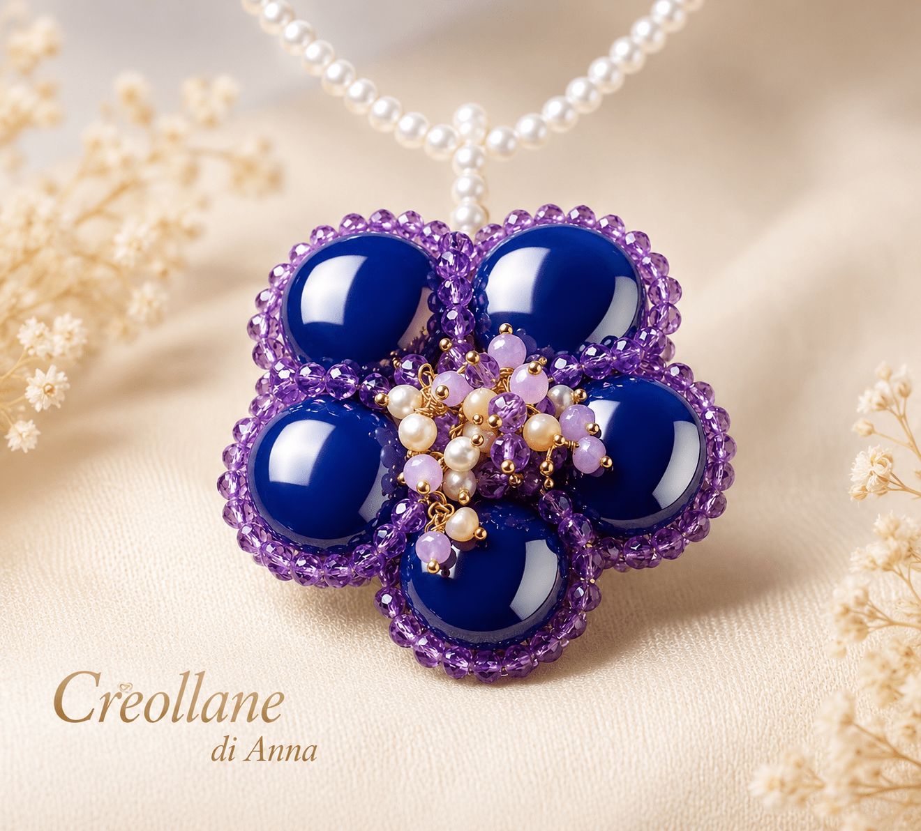 Collane Choker Artigianale Handmade | Metallo con Cristalli e Ceramica, Collarino e Collanina in Perle | Made in Italy - Handmade Made in Italy