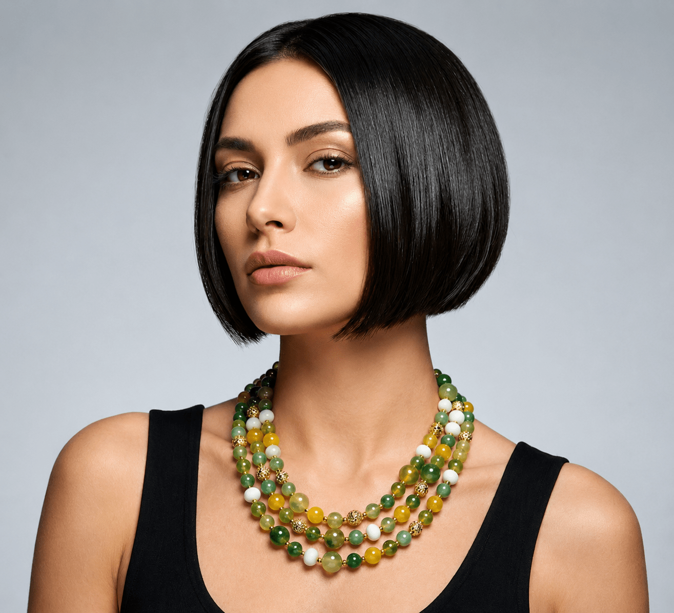 Collane Collana Artigianale Handmade | Agata Gialla, Crisoprasio Verde, Vetro e Inserti Swarovski | Made in Italy - Handmade Made in Italy