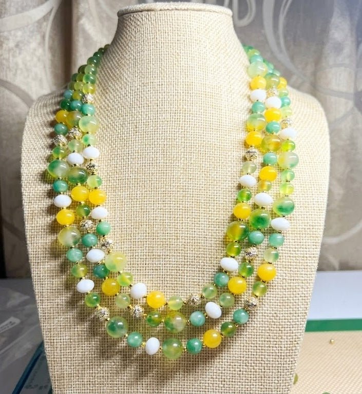 Collane Collana Artigianale Handmade | Agata Gialla, Crisoprasio Verde, Vetro e Inserti Swarovski | Made in Italy - Handmade Made in Italy