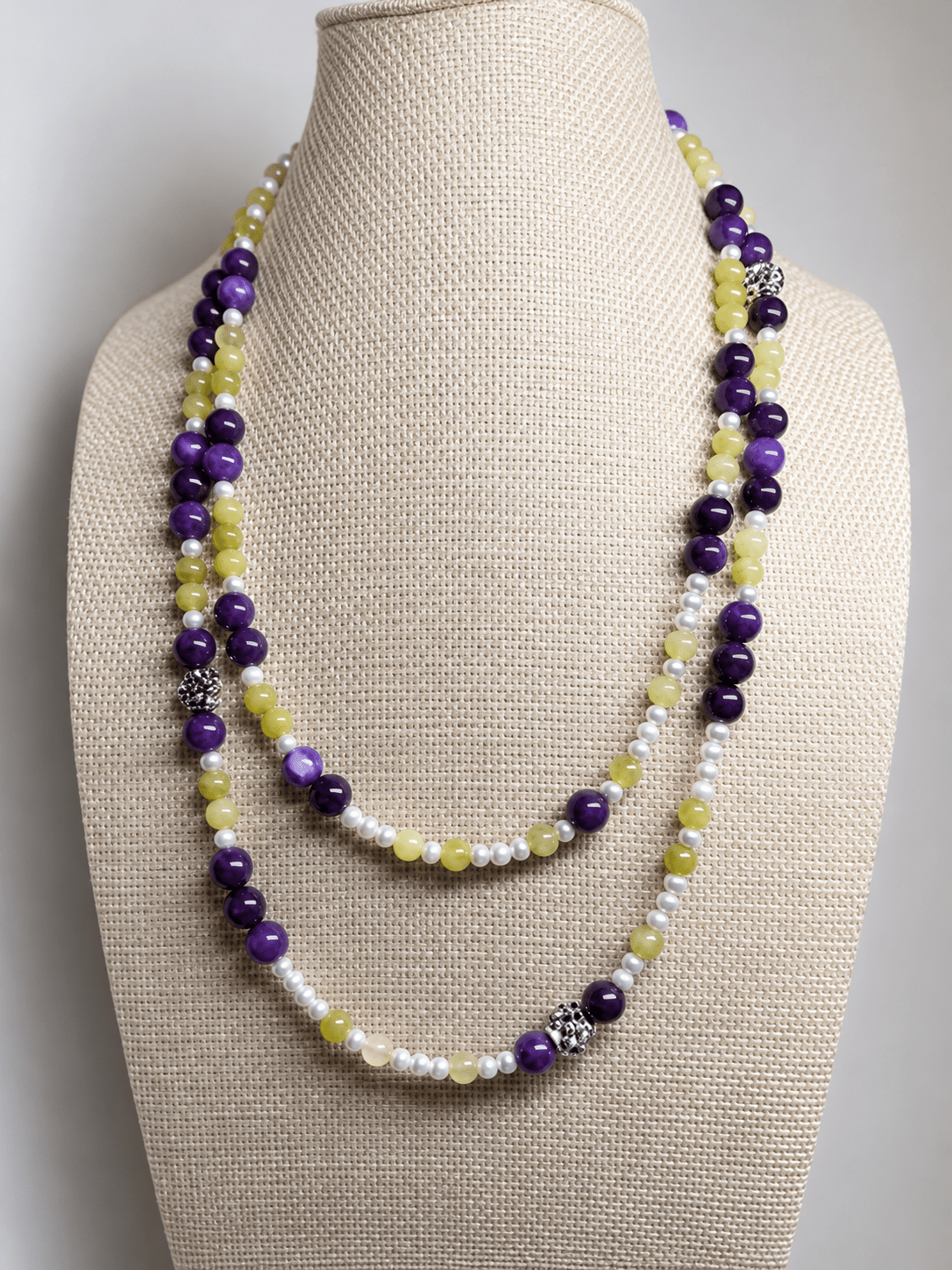 Collane Collana Artigianale Handmade | Agata Viola, Serpentino Verde e Perle con Charm | Made in Italy - Handmade Made in Italy
