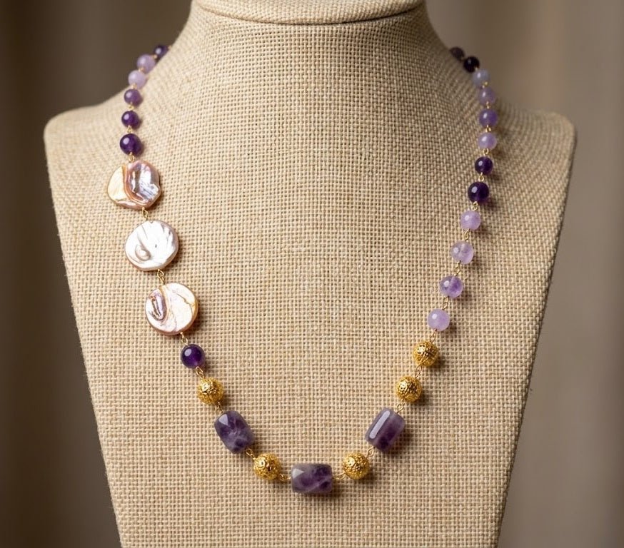 Collane Collana Artigianale Handmade | Ametista e Perle Scaramazza | Made in Italy - Handmade Made in Italy