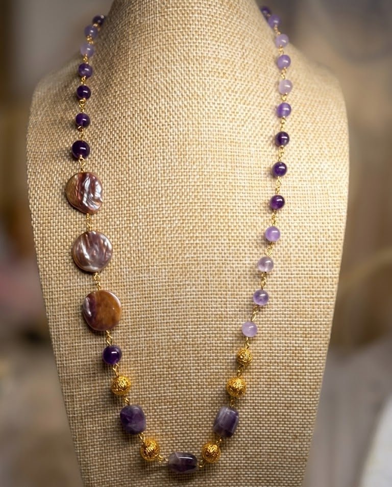 Collane Collana Artigianale Handmade | Ametista e Perle Scaramazza | Made in Italy - Handmade Made in Italy