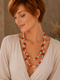 Collane Collana Artigianale Handmade | Corallo Bambù Rosso e Rosa, Turchenite, Agata Bianca ed Ematite | Made in Italy - Handmade Made in Italy