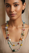 Collane Collana Artigianale Handmade | Cristalli Verde Acqua, Agate, Quarzi, Corniola e Occhi di Gatto | Made in Italy - Handmade Made in Italy