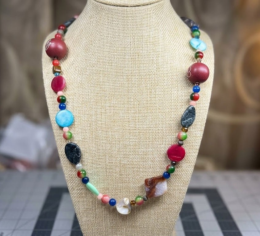 Collane Collana Artigianale Handmade | Pietre Naturali, Legno e Madreperla con Elementi in Legno | Made in Italy - Handmade Made in Italy