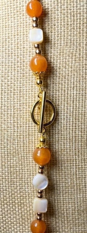 Collane Collana Artigianale Handmade | Quarzo Avventurina Arancione, Madreperla, Perle ed Ematite | Made in Italy - Handmade Made in Italy