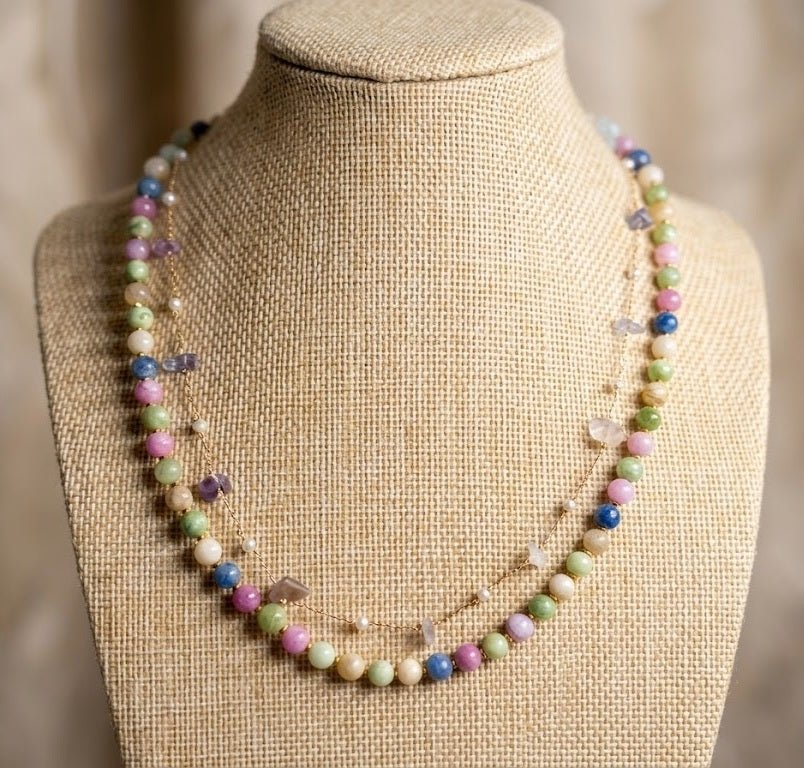 Collane Collana Artigianale Handmade | Tormalina Multicolore e Catena Cristalli | Made in Italy - Handmade Made in Italy