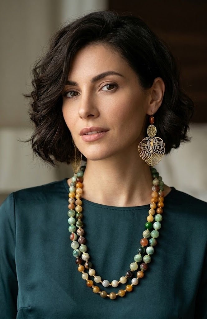 Collane Collana con pietre naturali di agata indiana ed orecchini | Handmade Italia - Handmade Made in Italy