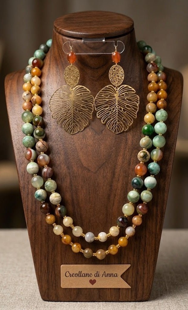 Collane Collana con pietre naturali di agata indiana ed orecchini | Handmade Italia - Handmade Made in Italy