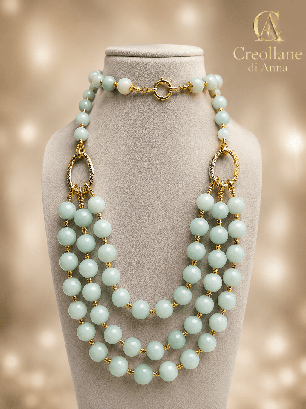 Collane Collana Girocollo Artigianale Handmade | Calcite Color Menta con Gancio a Timone | Made in Italy - Handmade Made in Italy