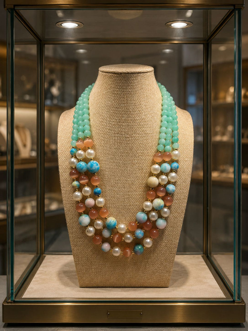 Collane Collana girocollo crisoprasio, perle ed occhio di gatto | Handmade Italia - Handmade Made in Italy