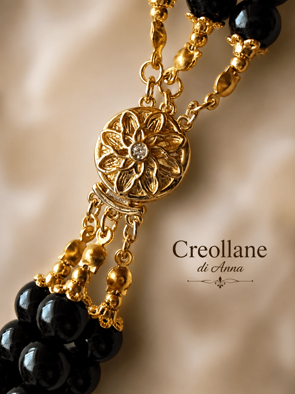 Collane Collana Girocollo Multifilo Artigianale Handmade | Onice Nero, Quarzo Rosa e Quarzo Fragola con Zirconi | Made in Italy - Handmade Made in Italy