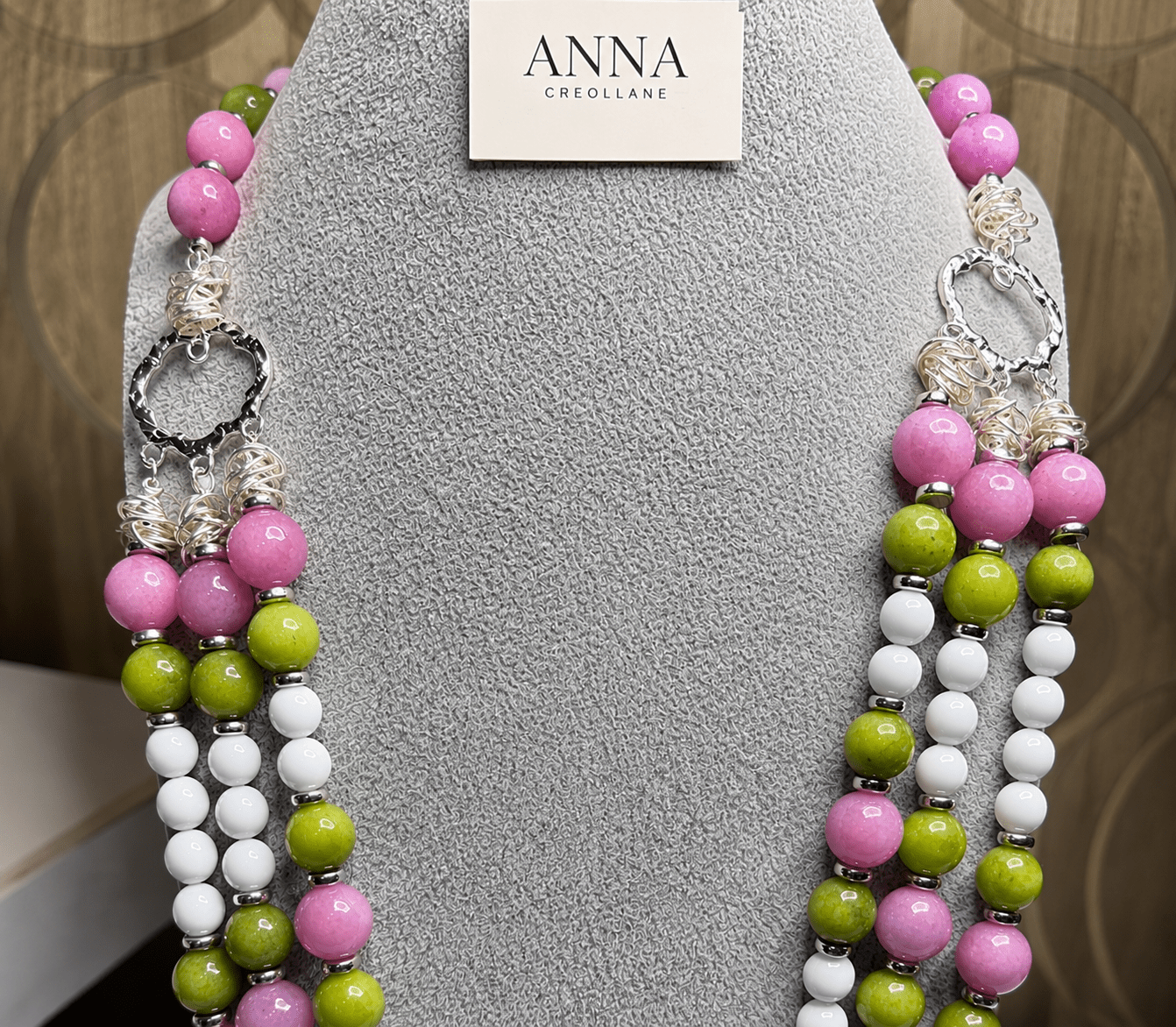 Collane Collana Girocollo Multifilo Artigianale Handmade | Quarzo Rosa, Opale e Serpentino | Made in Italy - Handmade Made in Italy