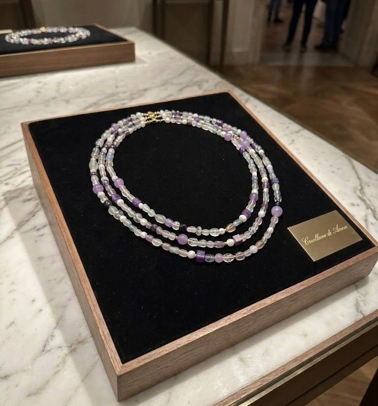 Collane Collana girocollo multifilo in pietra naturale fluorite | Handmade Italia - Handmade Made in Italy