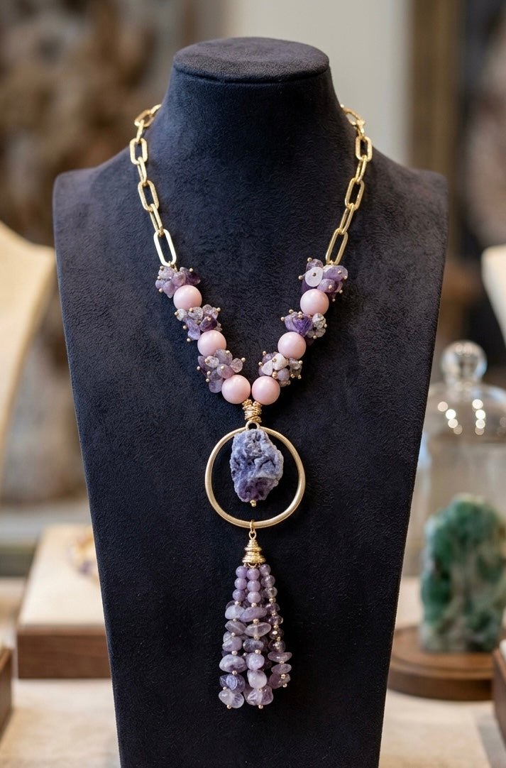 Collane Collana in ametista e opale rosa e cristalli | Handmade Italia - Handmade Made in Italy