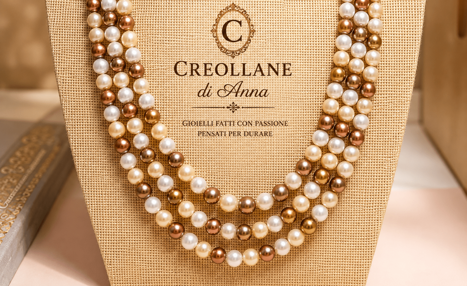 Collane Collana Multifilo Artigianale Handmade | Perle di Maiorca e Cameo Floreale in Conchiglia | Made in Italy - Handmade Made in Italy