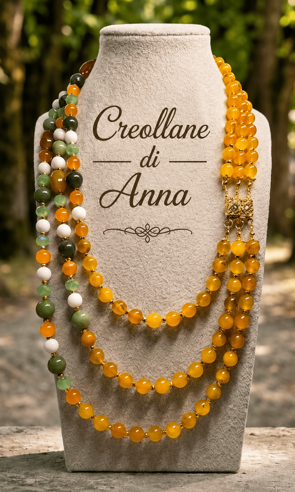 Collane Collana Multistrato Artigianale Handmade | Serpentino, Agata e Cristalli Verdi | Made in Italy - Handmade Made in Italy