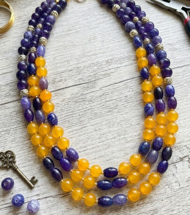 Collana Girocollo Multifilo in Agata, Occhio di Gatto e Cristalli | Handmade Italia